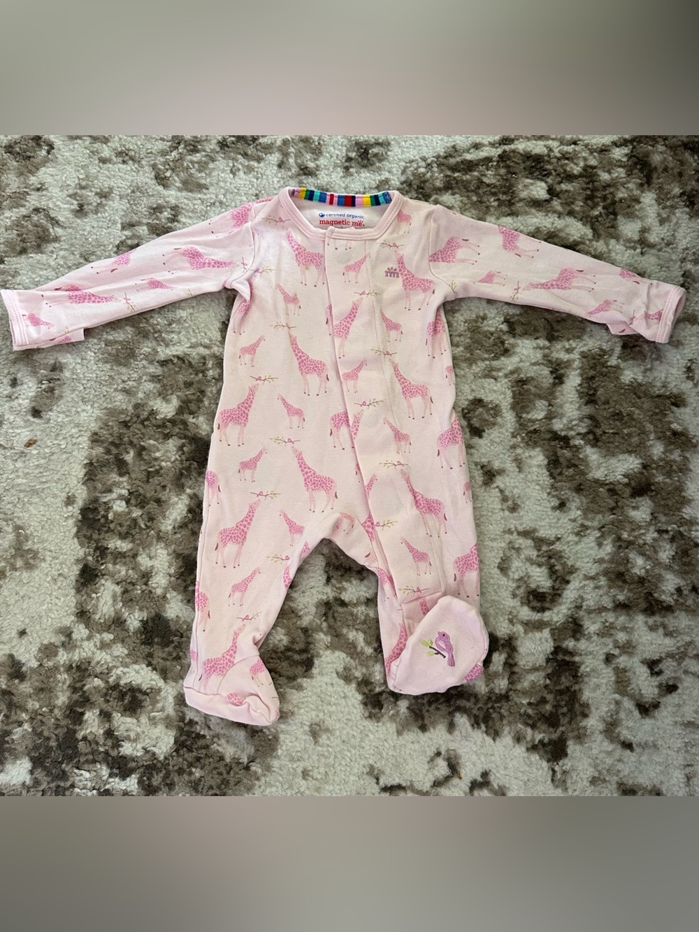 Magnetic Me Pink Giraffe Footed One-Piece